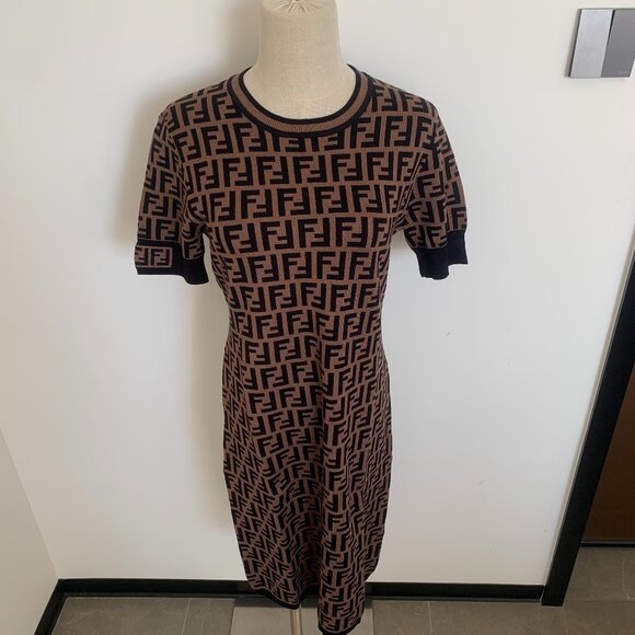 Fendi Black and Brown Forever Fendi Dress - Picture 1 of 9